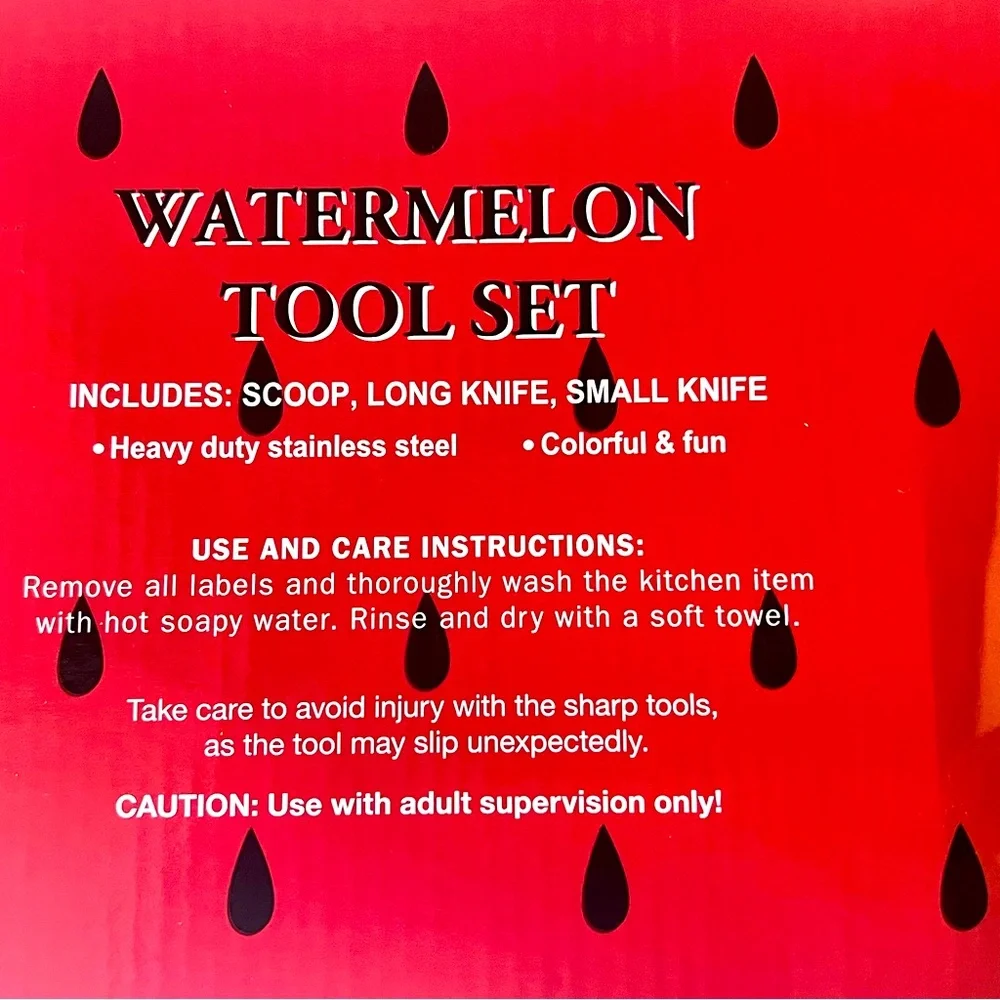 Colorful Watermelon Tool Set with Scoop and Spoon and Knife.  New without Tags.